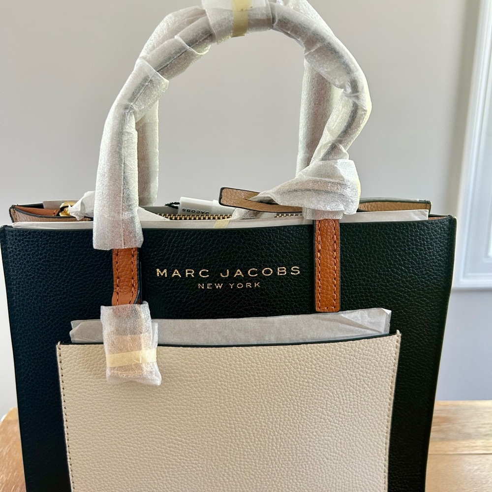 Marc Jacobs Black and Cream Tote Bag